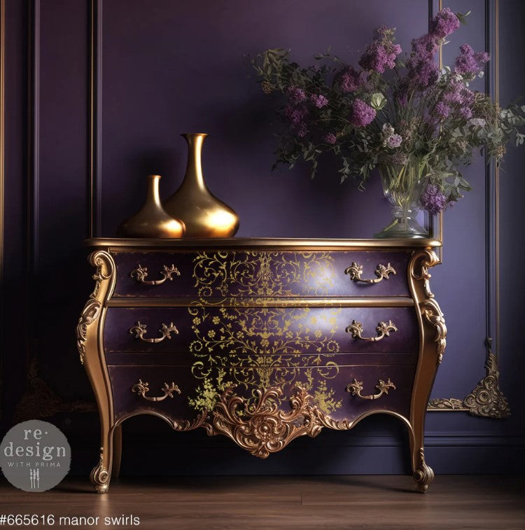 Kacha Gold Foil - Transferts d'image - Manor Swirls