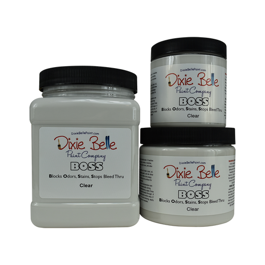 Le produit Boss de Dixie Belle bloque les odeurs, les taches et arrête le ressuage. Il est offert en blanc, en gris et en clair.