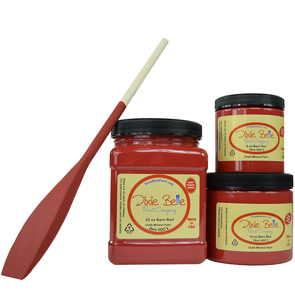 Peinture de couleur "Barn Red" de Dixie Belle. Un rouge chaud et profond. Utilisez-la pour ajouter une touche de couleur ludique ou atténuez-la et dégradez-la avec une cire foncée. La peinture à la craie minérale de Dixie Belle est un produit de qualité supérieur. Parfaite pour peindre sur les meubles, elle peut aussi très bien être utilisée sur d'autres surfaces comme le bois, le métal, le verre, la céramique, le tissus et plus.