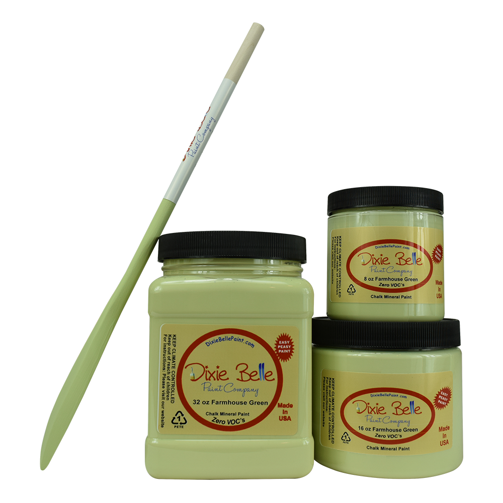 La peinture de couleur "Farmhousse Green" de Dixie Belle est un magnifique vert cĂ©leri ! La peinture Ă la craie minĂ©rale de Dixie Belle est un produit de qualitĂ© supĂ©rieur. Parfaite pour peindre sur les meubles, elle peut aussi trĂšs bien ĂȘtre utilisĂ©e sur d'autres surfaces comme le bois, le mĂ©tal, le verre, la cĂ©ramique, le tissus et plus.