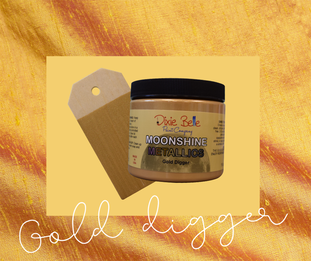 La peinture minérale à la craie métallique Moonshine est une peinture métallique riche et brillante en une seule étape avec de beaux pigments. Veuillez noter : Une couche de base est recommandée, mais pas obligatoire. Peignez cette couleur métallique brillante sur le Colonel Mustard ou Burlap !