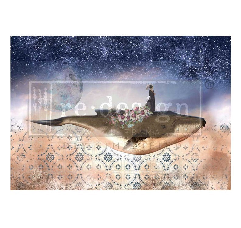 Papier découpage - Whale In Cosmos (A1 Fiber Tissue)
