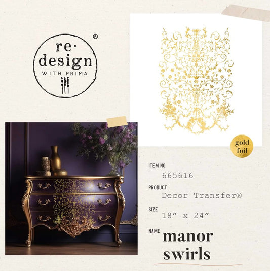 Kacha Gold Foil - Transferts d'image - Manor Swirls