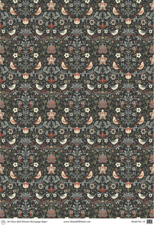 Decoupage Paper - Art Deco Bird Pattern (Rice Paper)