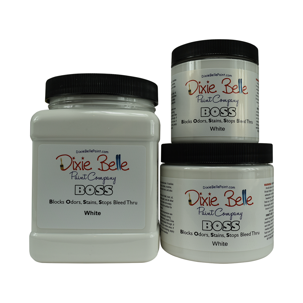 Le produit Boss de Dixie Belle bloque les odeurs, les taches et arrête le ressuage. Il est offert en blanc, en gris et en clair.