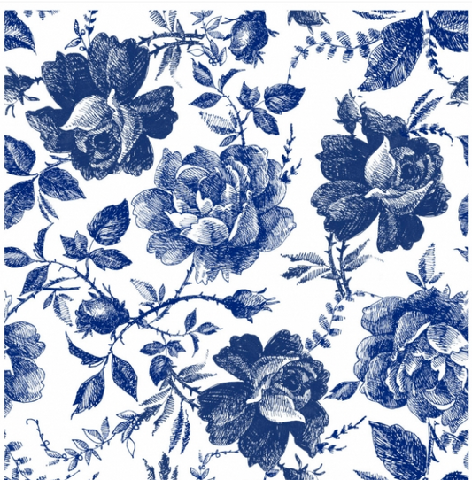 Decoupage paper - Blue sketched Flowers (Rice Paper)
