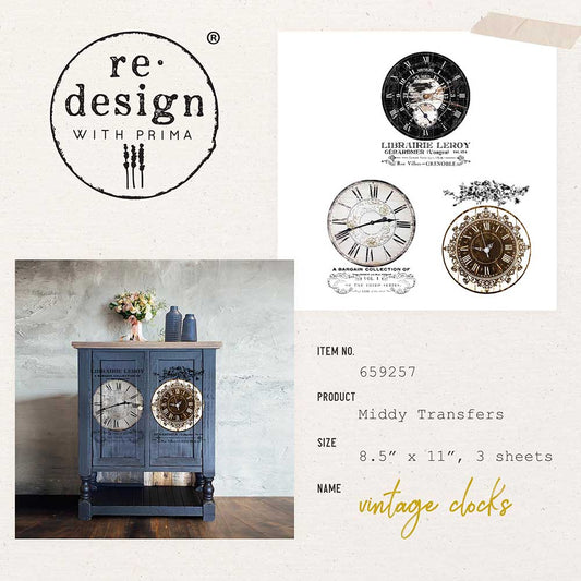 Transferts d'image - Vintage Clocks (Horloges Vintage) Middy