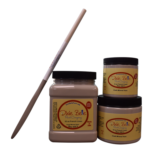 La peinture de couleur "French Linen" de Dixie Belle est un taupe clair. Avec un mélange chaud et patiné de brun et de gris, cette couleur douce reflète naturellement la lumière. La peinture à la craie minérale de Dixie Belle est un produit de qualité supérieur. Parfaite pour peindre sur les meubles, elle peut aussi très bien être utilisée sur d'autres surfaces comme le bois, le métal, le verre, la céramique, le tissus et plus.
