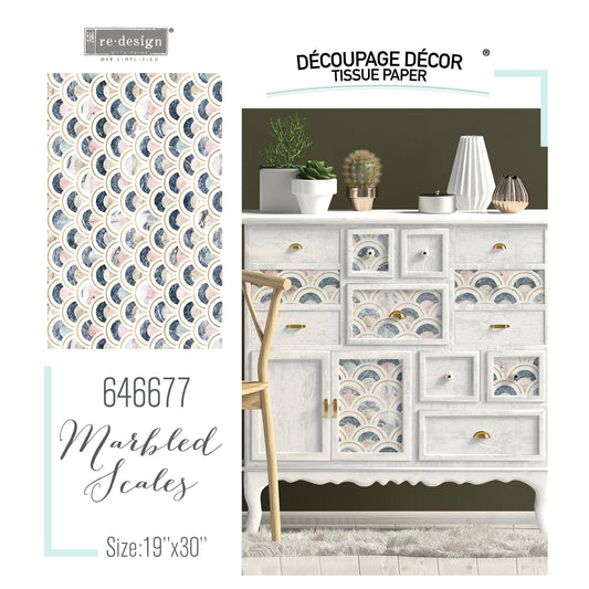 Decoupage Paper - Marbled Scales (Mulberry Paper)
