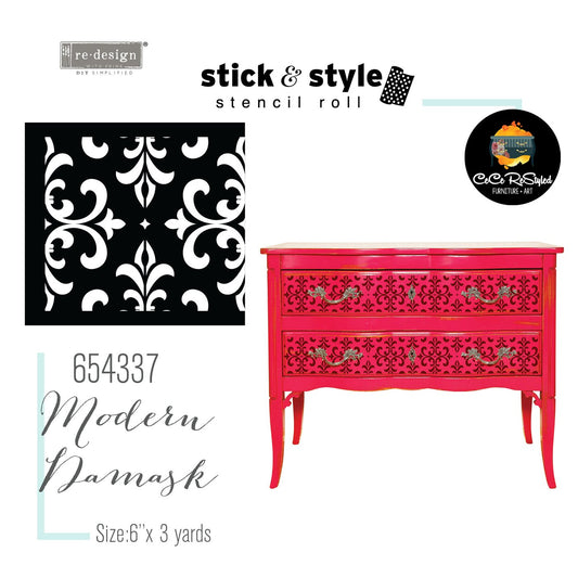 Stencils - Modern Damask (Adhesive Roll) Stick & Style Stencil
