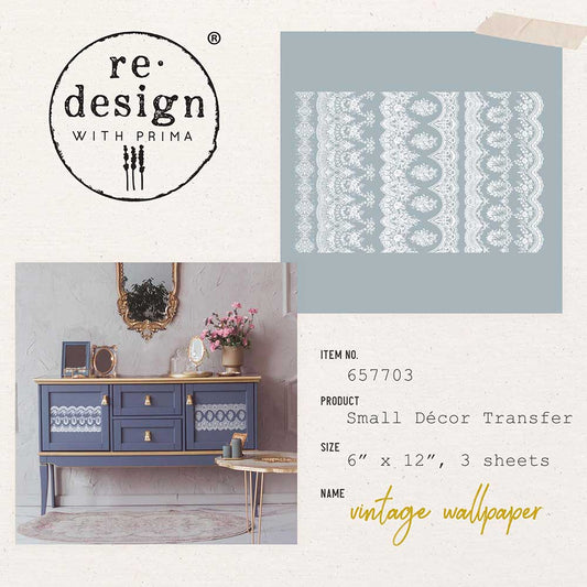 Transferts d'image - Vintage Wallpaper Blanc (Small Transfer)