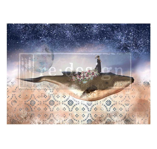 Papier découpage - Whale In Cosmos (A1 Fiber Tissue)